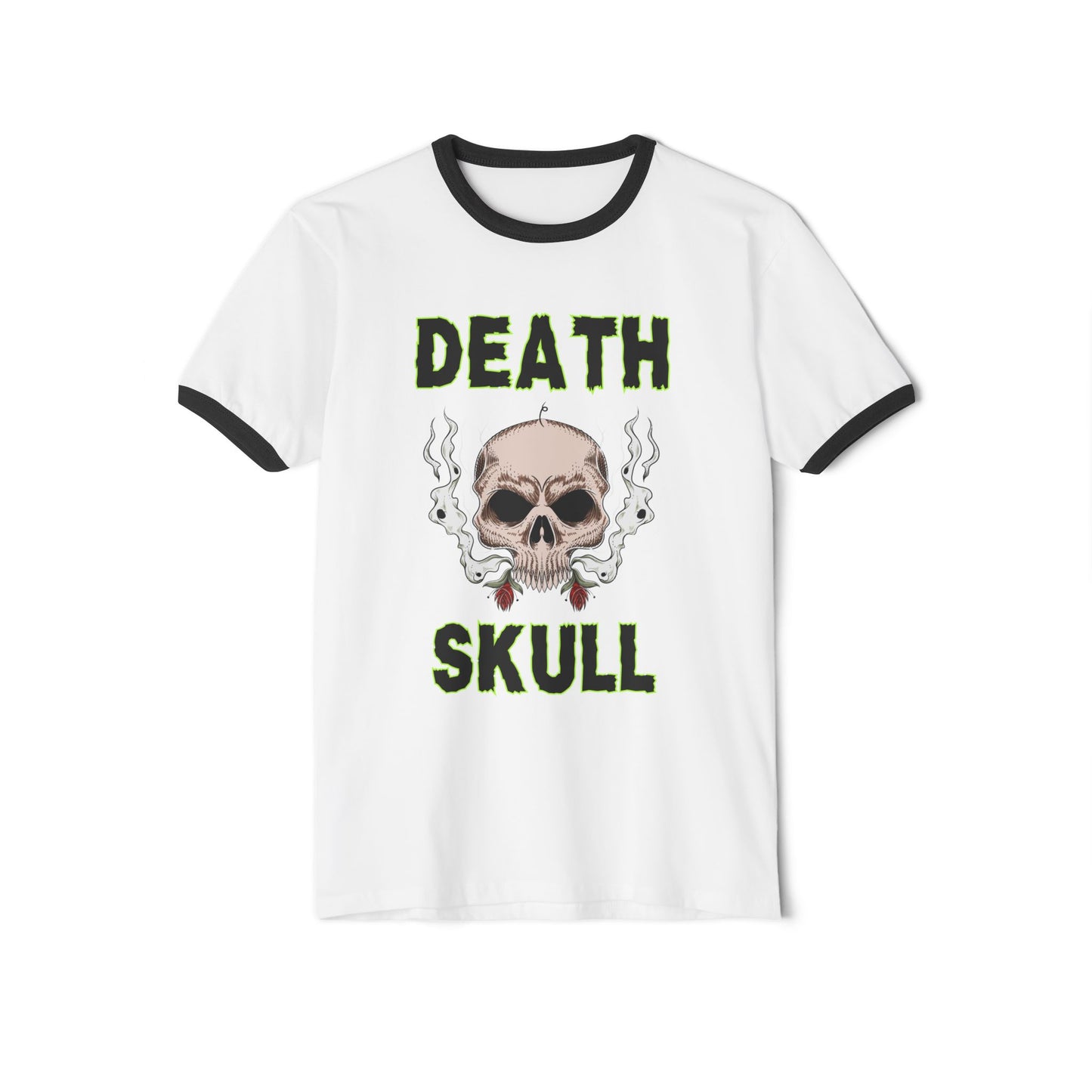 Death Skull Ringer Tee — Smoky Skull Graphic T-Shirt