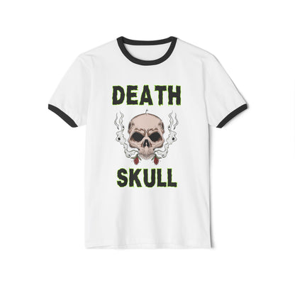 Death Skull Ringer Tee — Smoky Skull Graphic T-Shirt