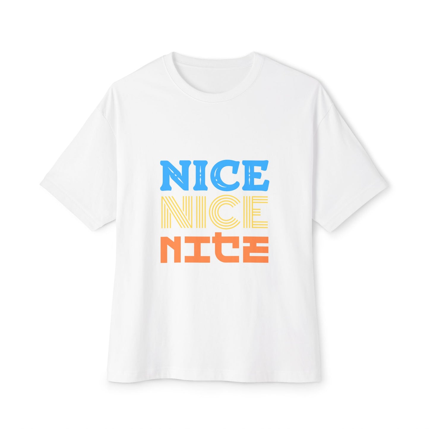 Nice Nice Nice Boxy Tee — Retro Colorblock Graphic T‑Shirt