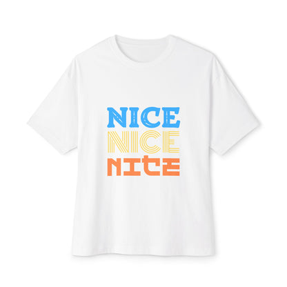 Nice Nice Nice Boxy Tee — Retro Colorblock Graphic T‑Shirt
