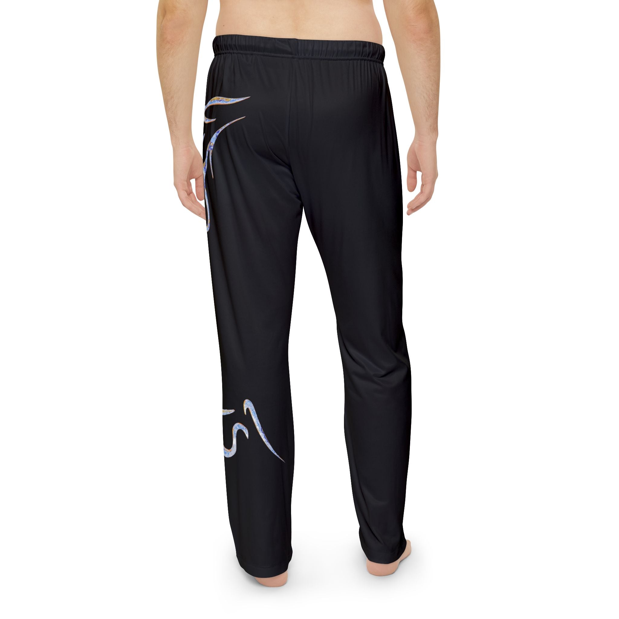 Men's Black Flame Lounge Pants — Tribal Graphic Pajama Bottoms