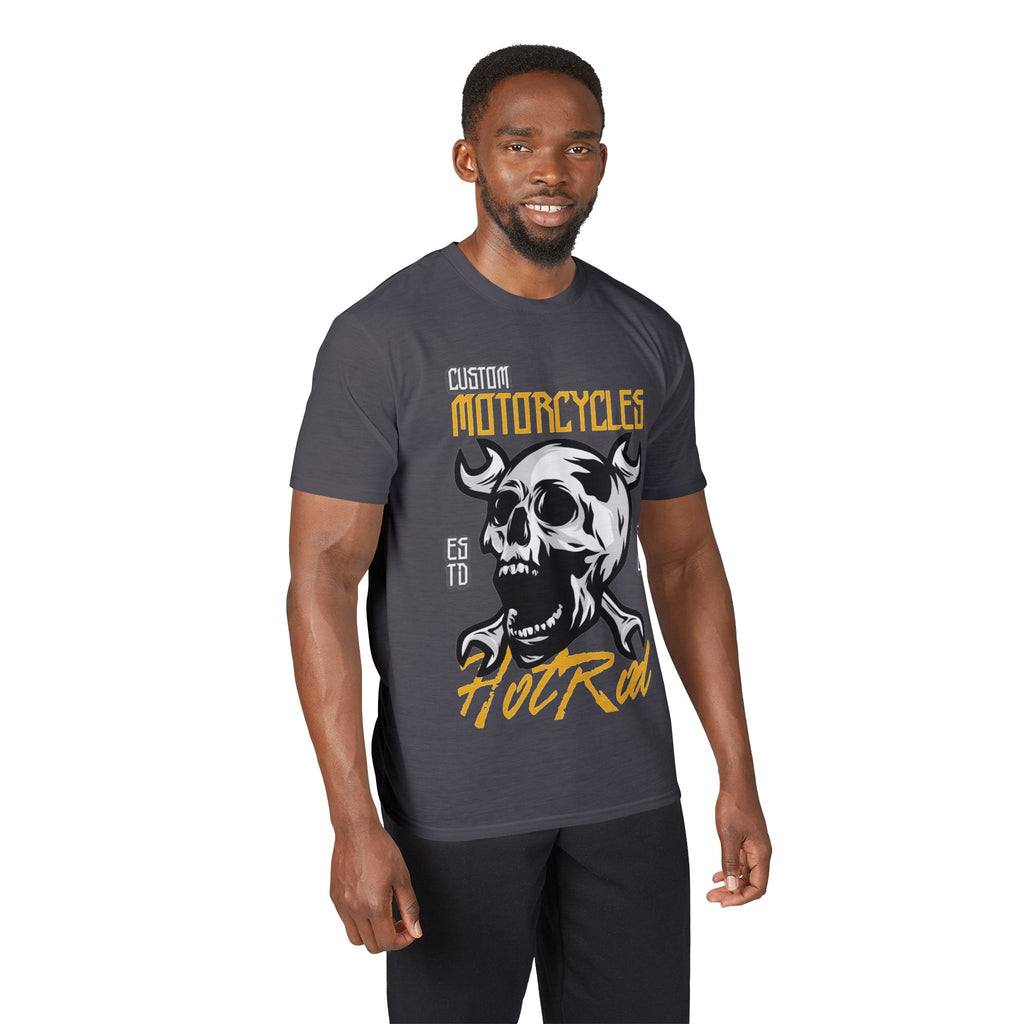 Motorcycles Hot Rod Skull T-Shirt — Biker Skull Wrench Graphic Tee