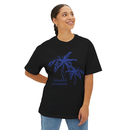 Tropical Paradise Boxy Tee — Palm Tree Oversized Graphic T-Shirt