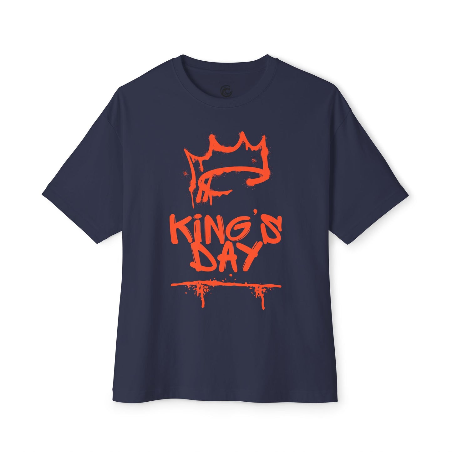 King's Day Graphic Tee — Oversized Boxy Shirt with Red Crown Design