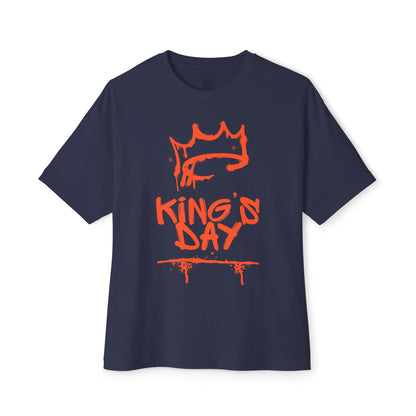 King's Day Graphic Tee — Oversized Boxy Shirt with Red Crown Design