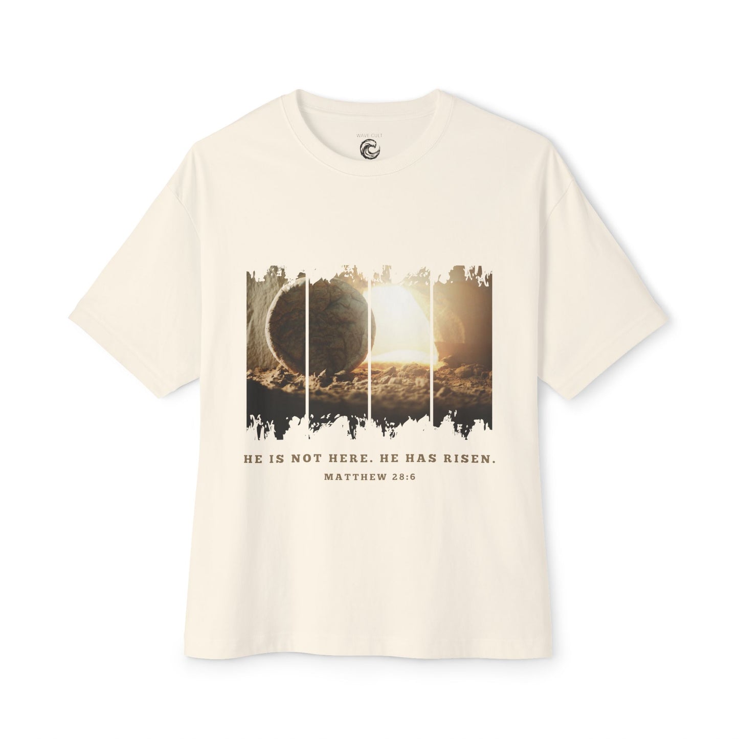 He Is Risen Oversized Tee — Easter Christian Resurrection Shirt