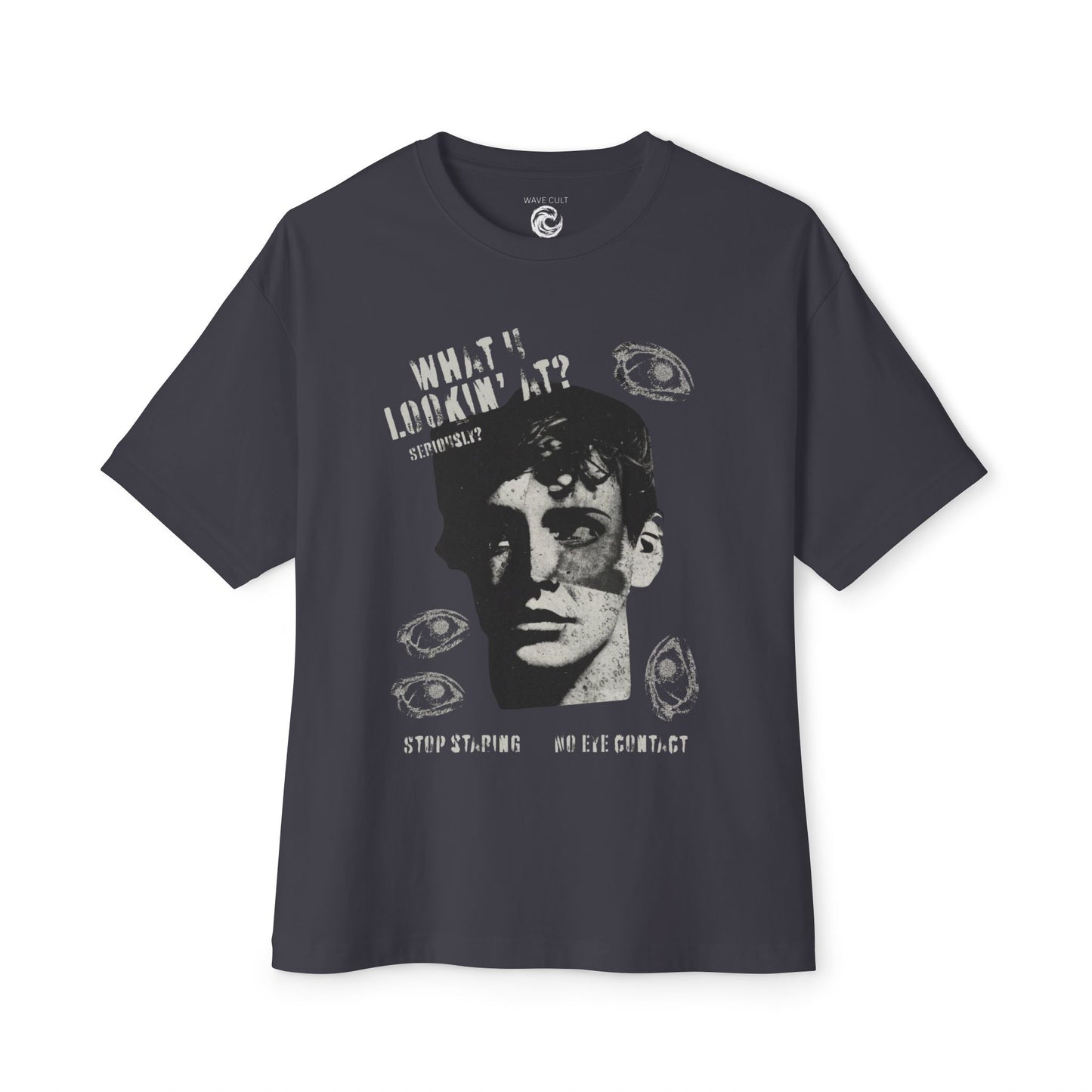 Graphic Tee — "What’re You Looking At?" Retro Surreal Face Design