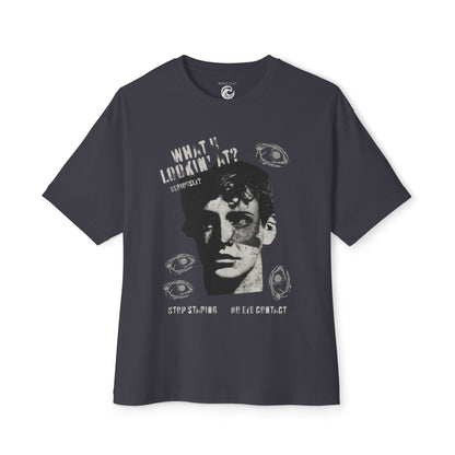 Graphic Tee — "What’re You Looking At?" Retro Surreal Face Design
