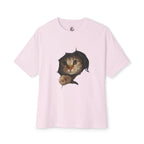 white Tshirt of Cat Peeking — Cute Kitten Graphic T-Shirt