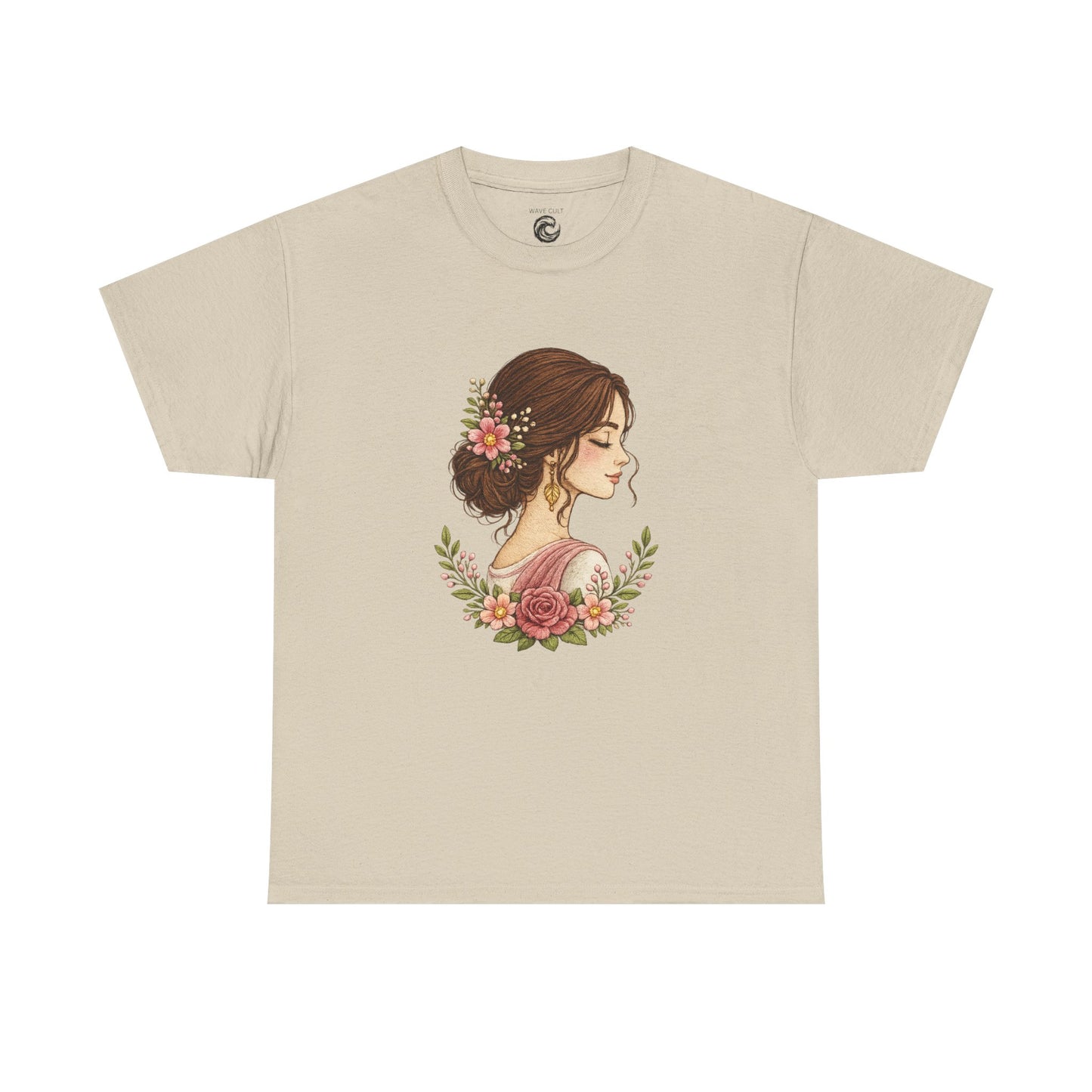 Floral Profile Tee — Vintage Woman Portrait T-Shirt