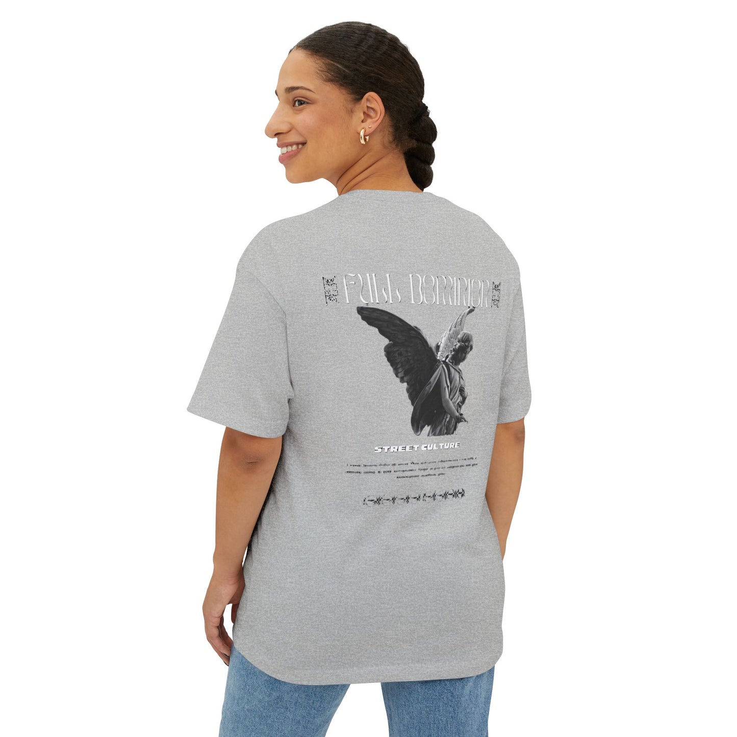 Angel Statue Graphic Tee — 'Pure Remorse' Streetwear Oversized Boxy T‑Shirt