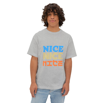 Nice Nice Nice Boxy Tee — Retro Colorblock Graphic T‑Shirt