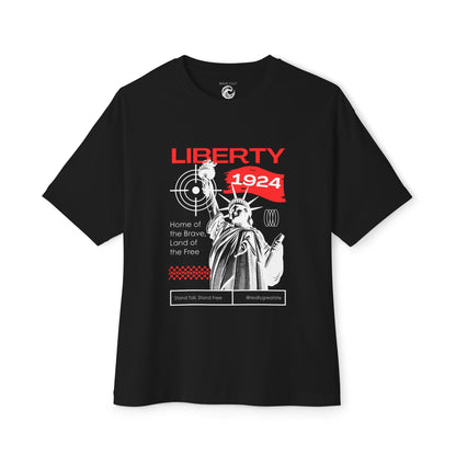 Liberty 1924 Graphic Tee - Vintage Flag Boxy T-Shirt
