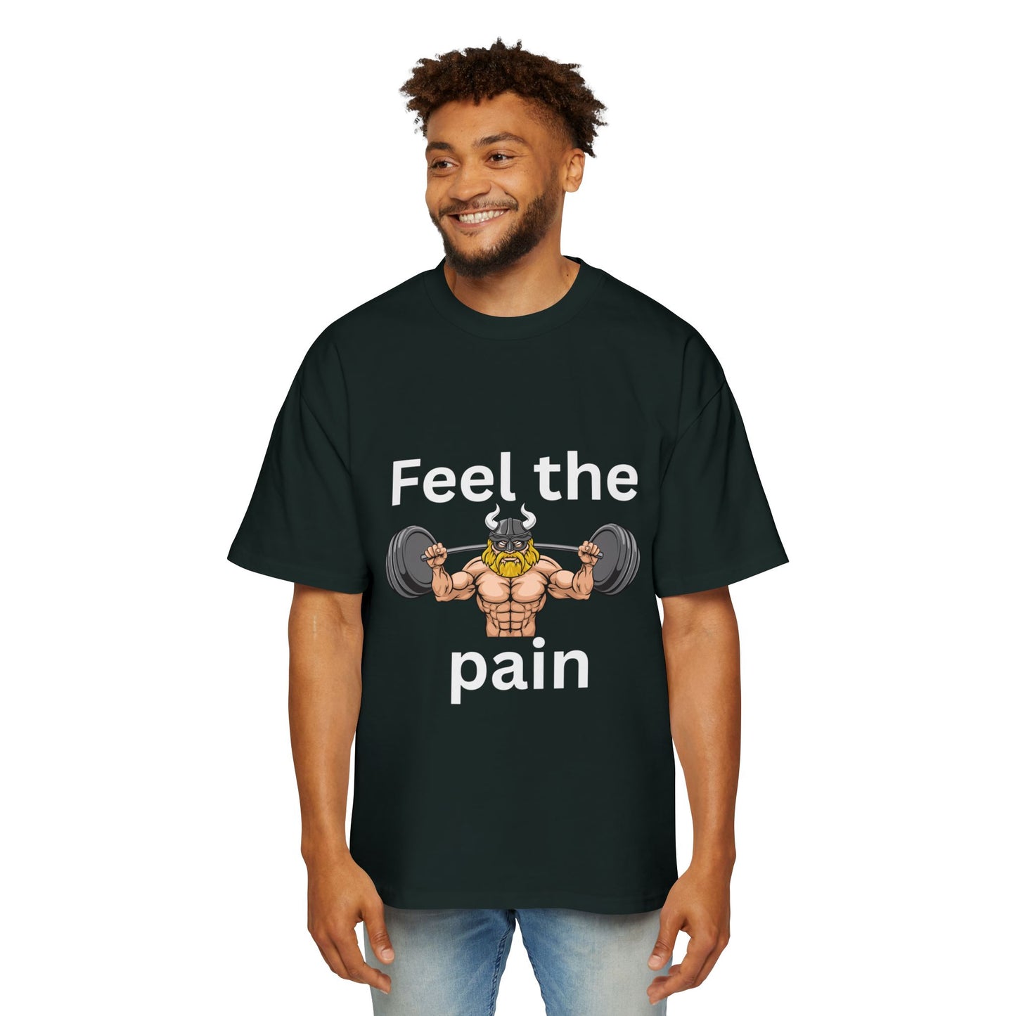 Feel the Pain Gym T‑Shirt — Heavy Oversized Workout Tee for Weightlifters