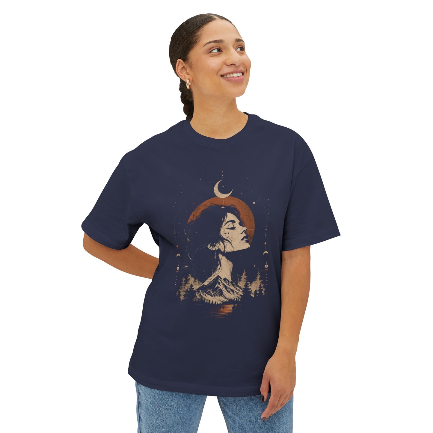 Mystic Moon Woman T-Shirt — Celestial Wilderness Graphic Tee