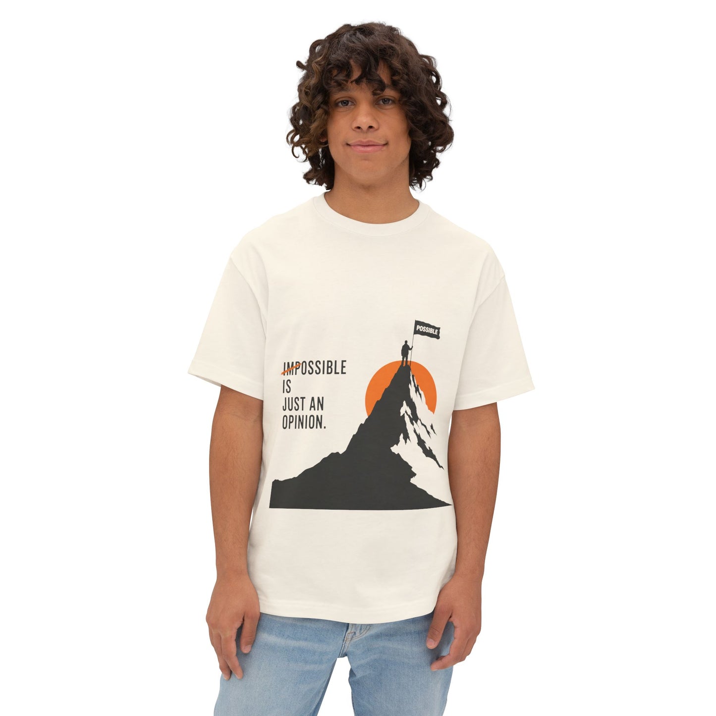 Impossible Is Just An Opinion Mountain Tee — Motivational Graphic T-Shirt