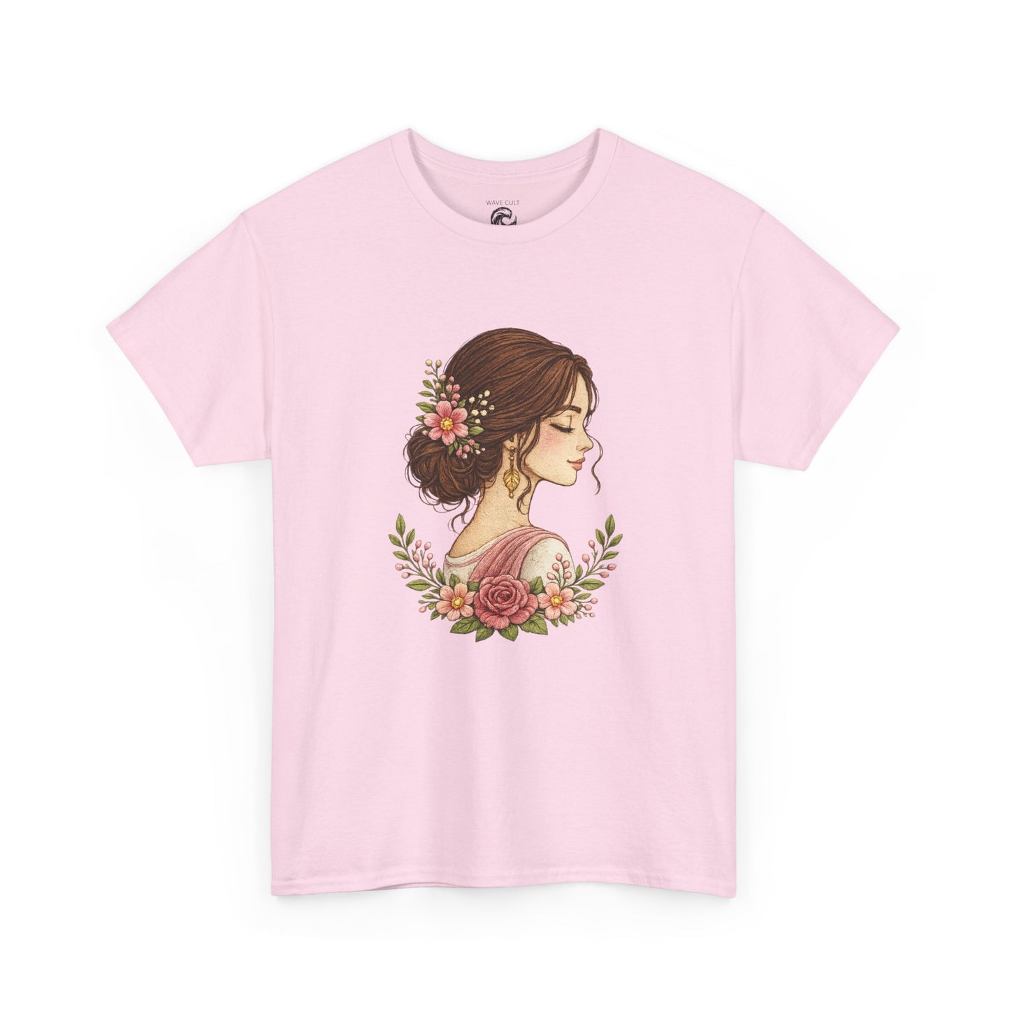 Floral Profile Tee — Vintage Woman Portrait T-Shirt