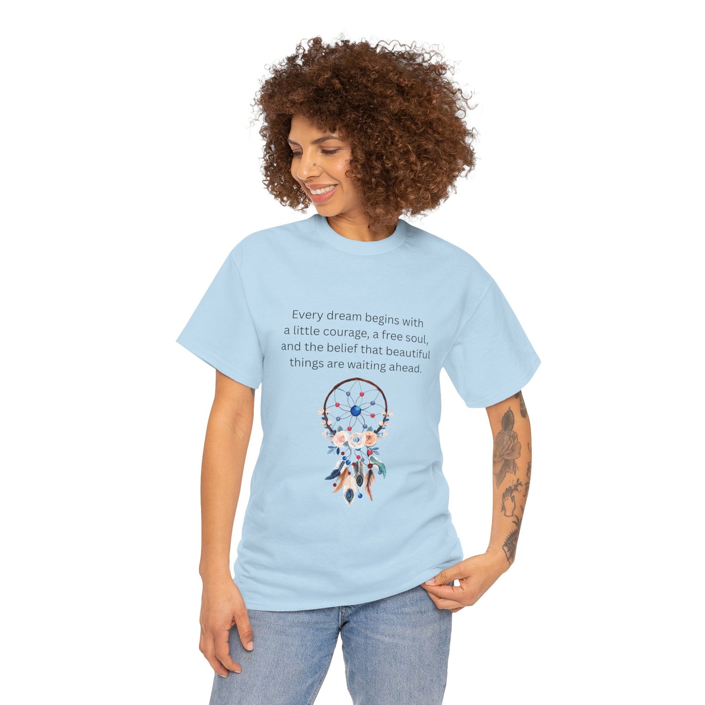 Dreamcatcher Quote T-Shirt — "Every dream begins with..." Inspirational Tee