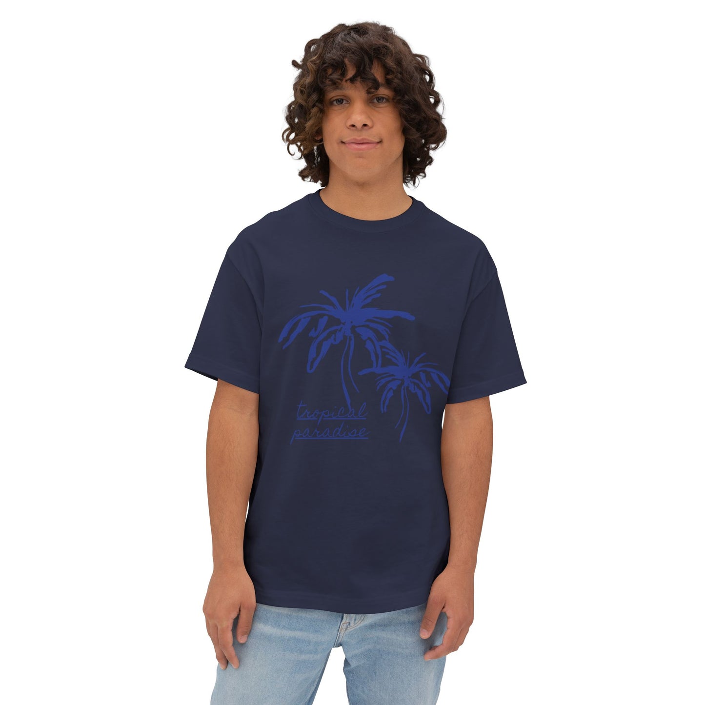 Tropical Paradise Boxy Tee — Palm Tree Oversized Graphic T-Shirt