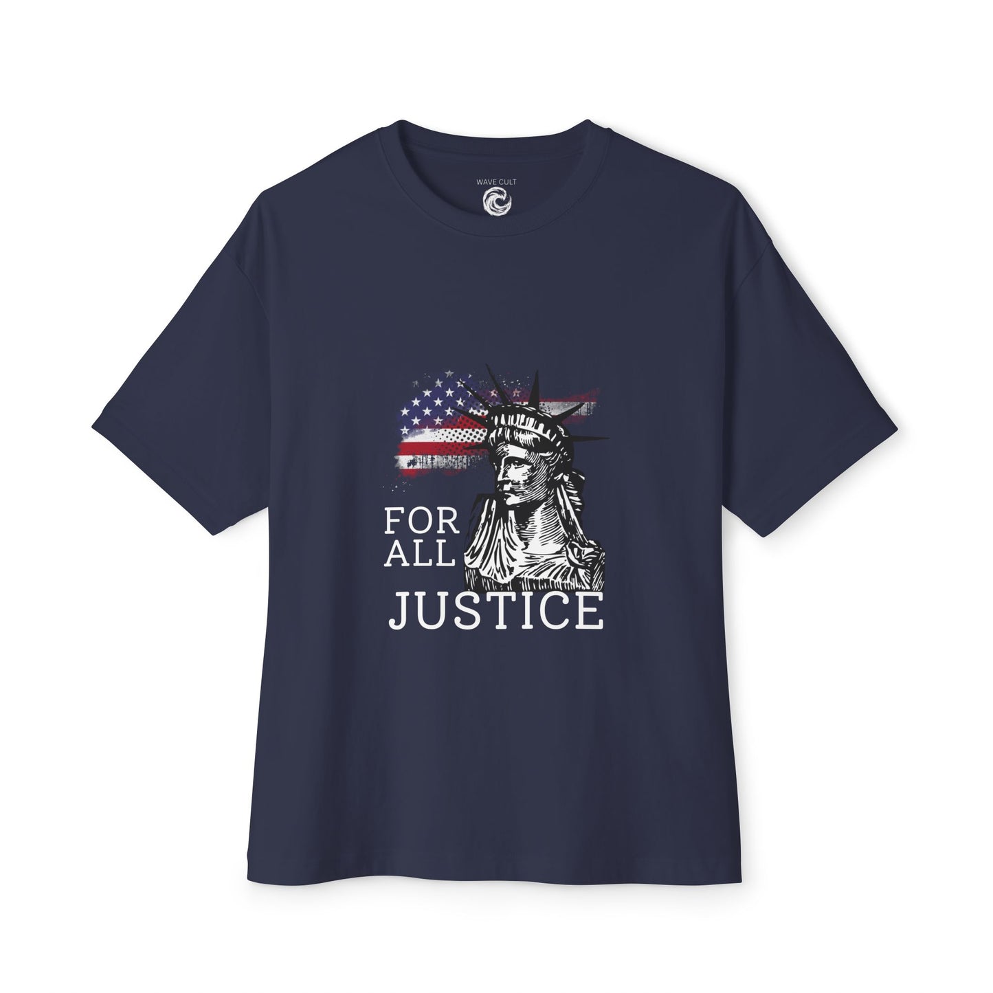 For All Justice Tee — Liberty Statue American Flag T‑Shirt