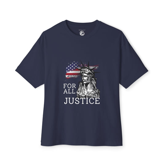 For All Justice Tee — Liberty Statue American Flag T‑Shirt