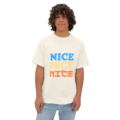 Nice Nice Nice Boxy Tee — Retro Colorblock Graphic T‑Shirt