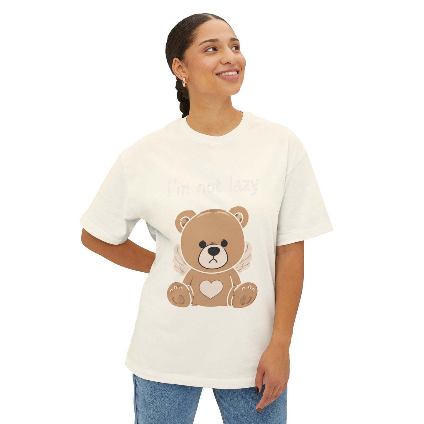 T-Shirt — Cute Angel Bear Graphic Tee ("I'm not lazy")