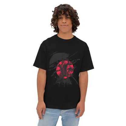 Graphic Tee — Red Samurai Sun Abstract Design