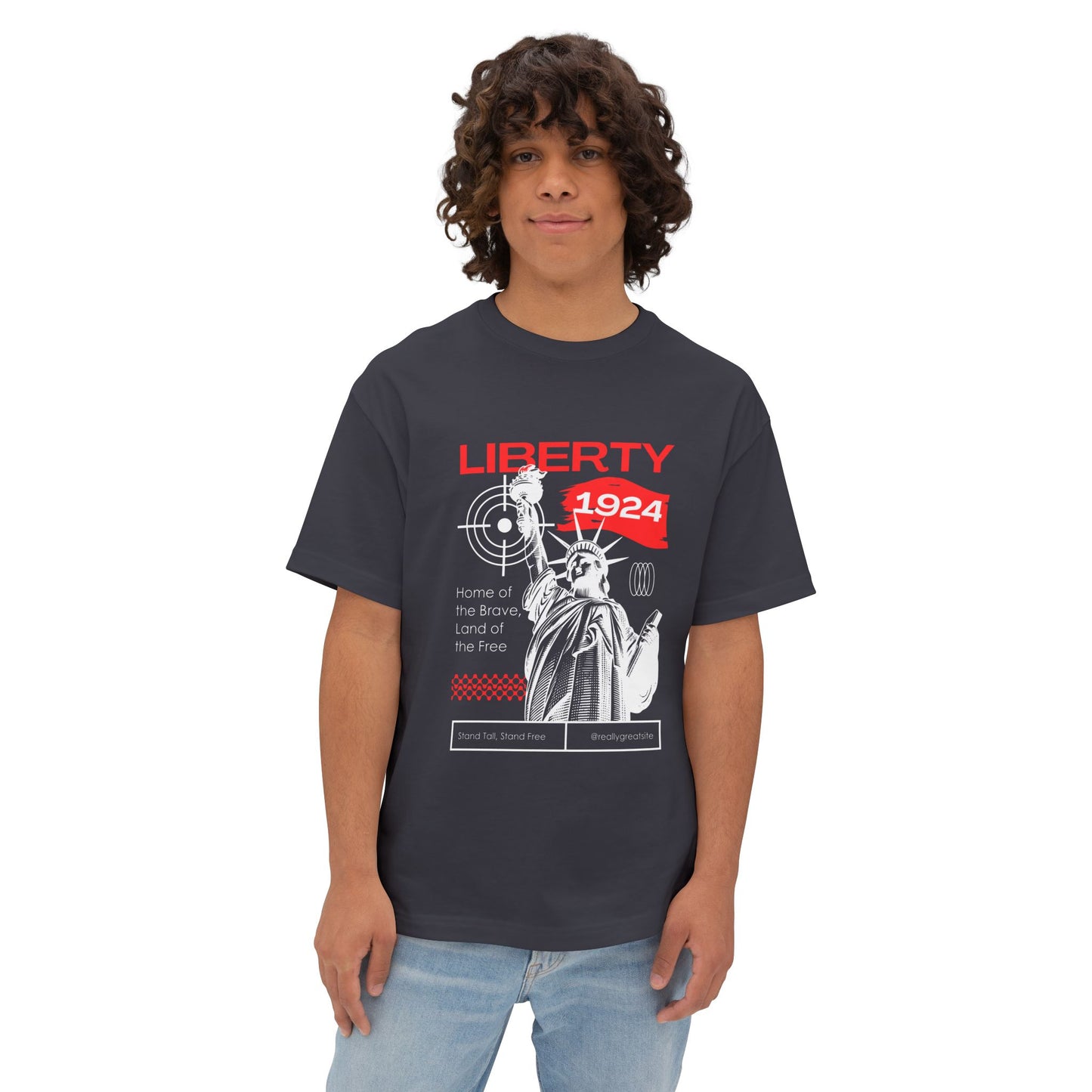 Liberty 1924 Graphic Tee - Vintage Flag Boxy T-Shirt