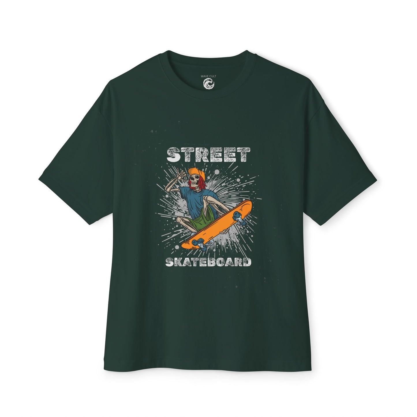 Skateboard Street Graphic Tee — Retro Skater Oversized Boxy T-Shirt