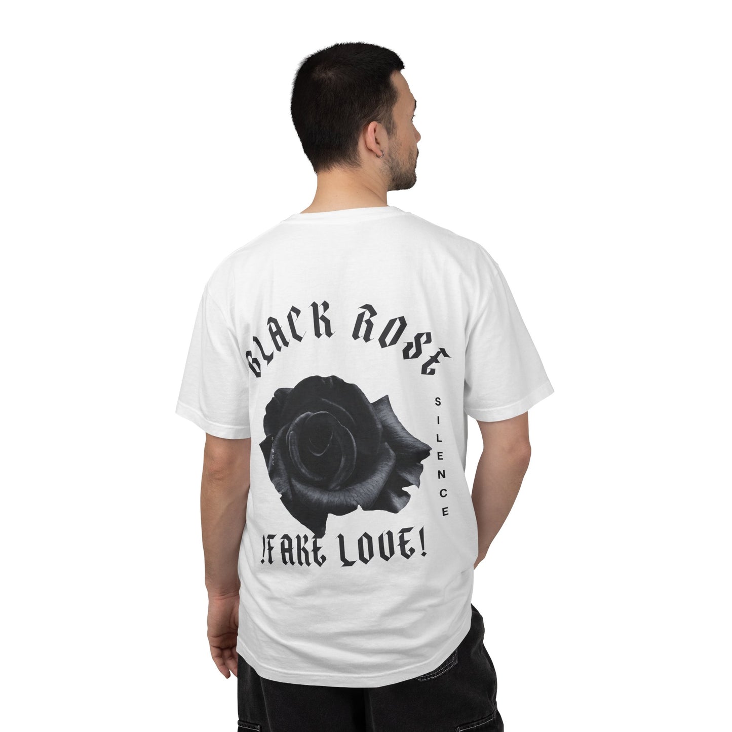 Black Rose "Fake Love" T-Shirt — Gothic Floral Graphic Tee