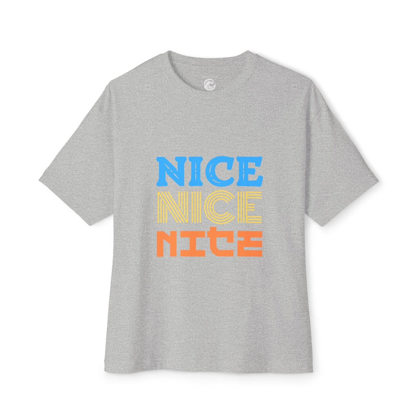 Nice Nice Nice Boxy Tee — Retro Colorblock Graphic T‑Shirt