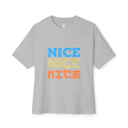 Nice Nice Nice Boxy Tee — Retro Colorblock Graphic T‑Shirt