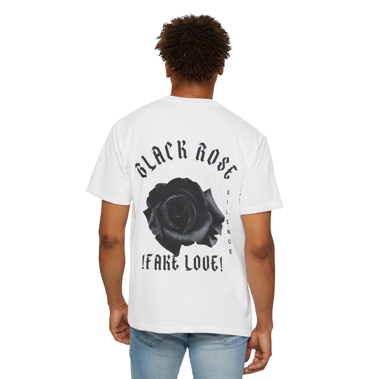 Black Rose "Fake Love" T-Shirt — Gothic Floral Graphic Tee