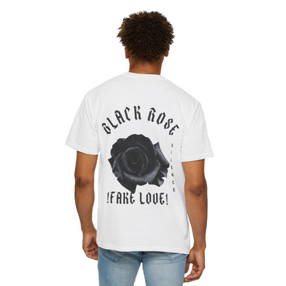 Black Rose "Fake Love" T-Shirt — Gothic Floral Graphic Tee