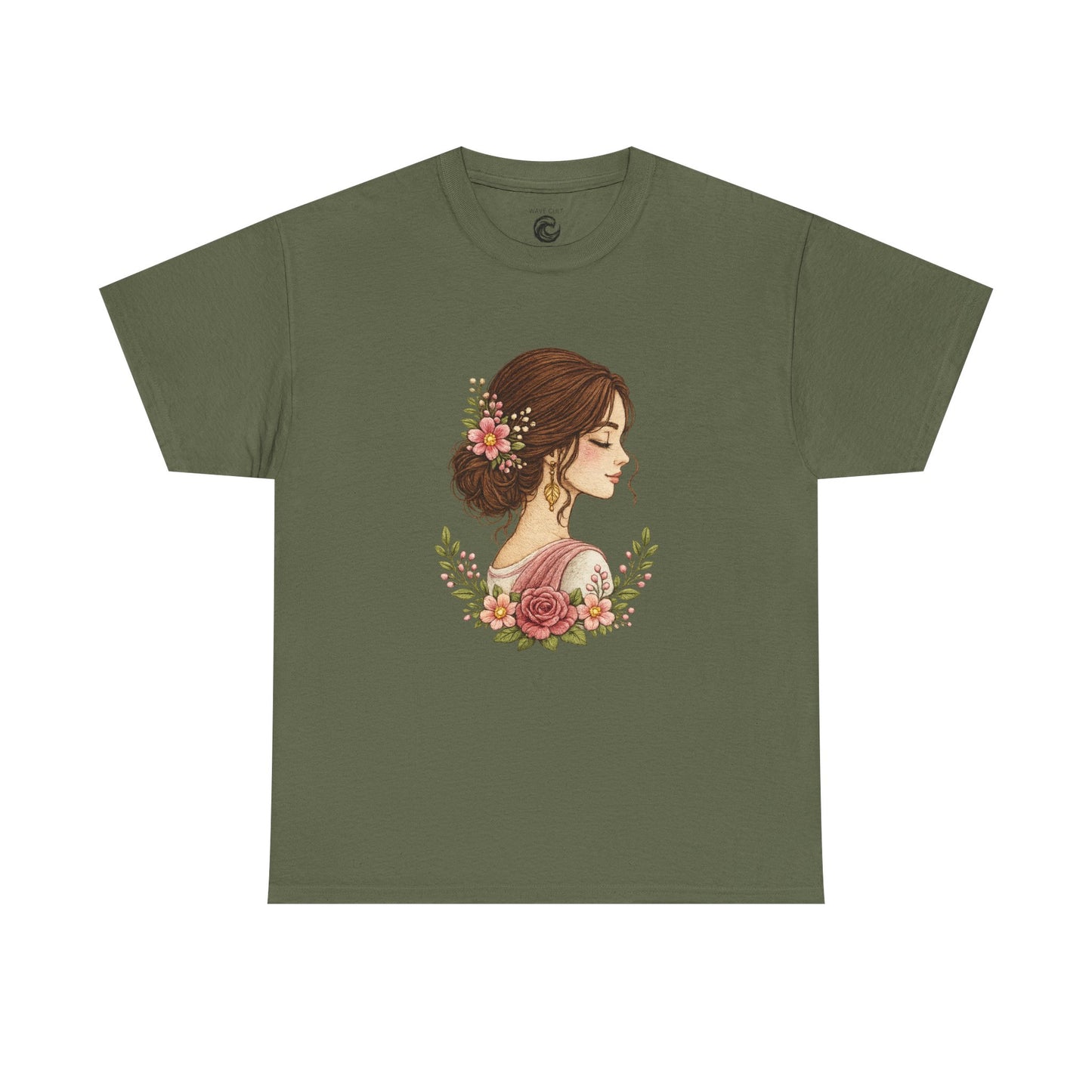 Floral Profile Tee — Vintage Woman Portrait T-Shirt