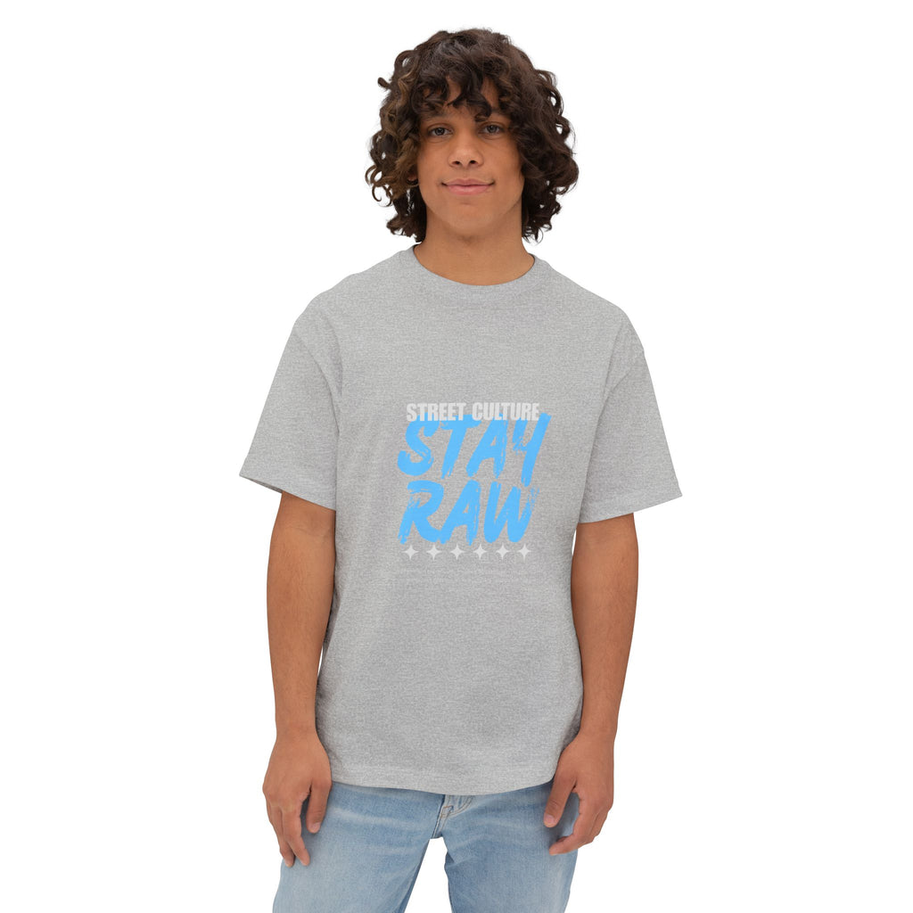 Black Tshirt Stay Raw — Urban Graphic Boxy T-Shirt