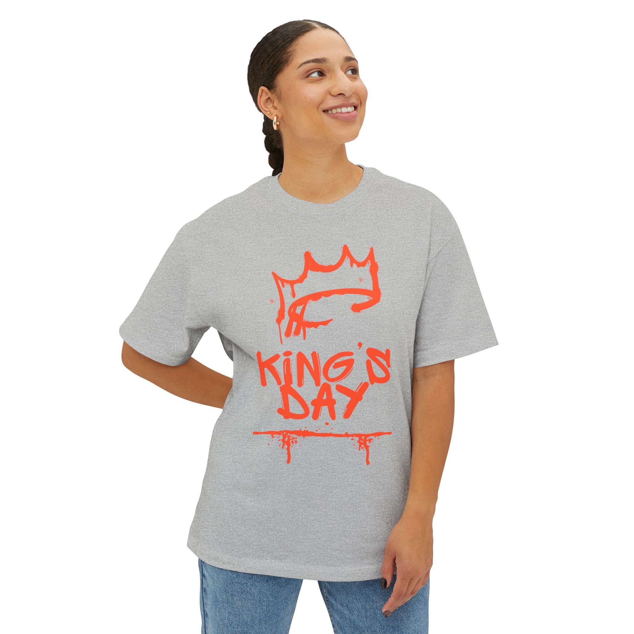 White tshirt King's Day — Oversized tshirt with Red Crown Design