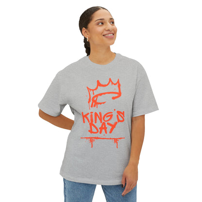 King's Day Graphic Tee — Oversized Boxy Shirt with Red Crown Design