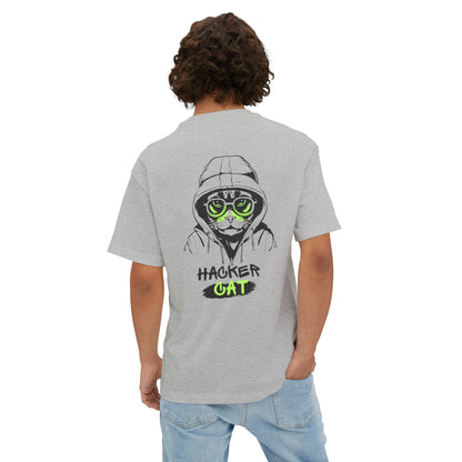 Hacker Cat Tee — Graphic Oversized Boxy T-Shirt