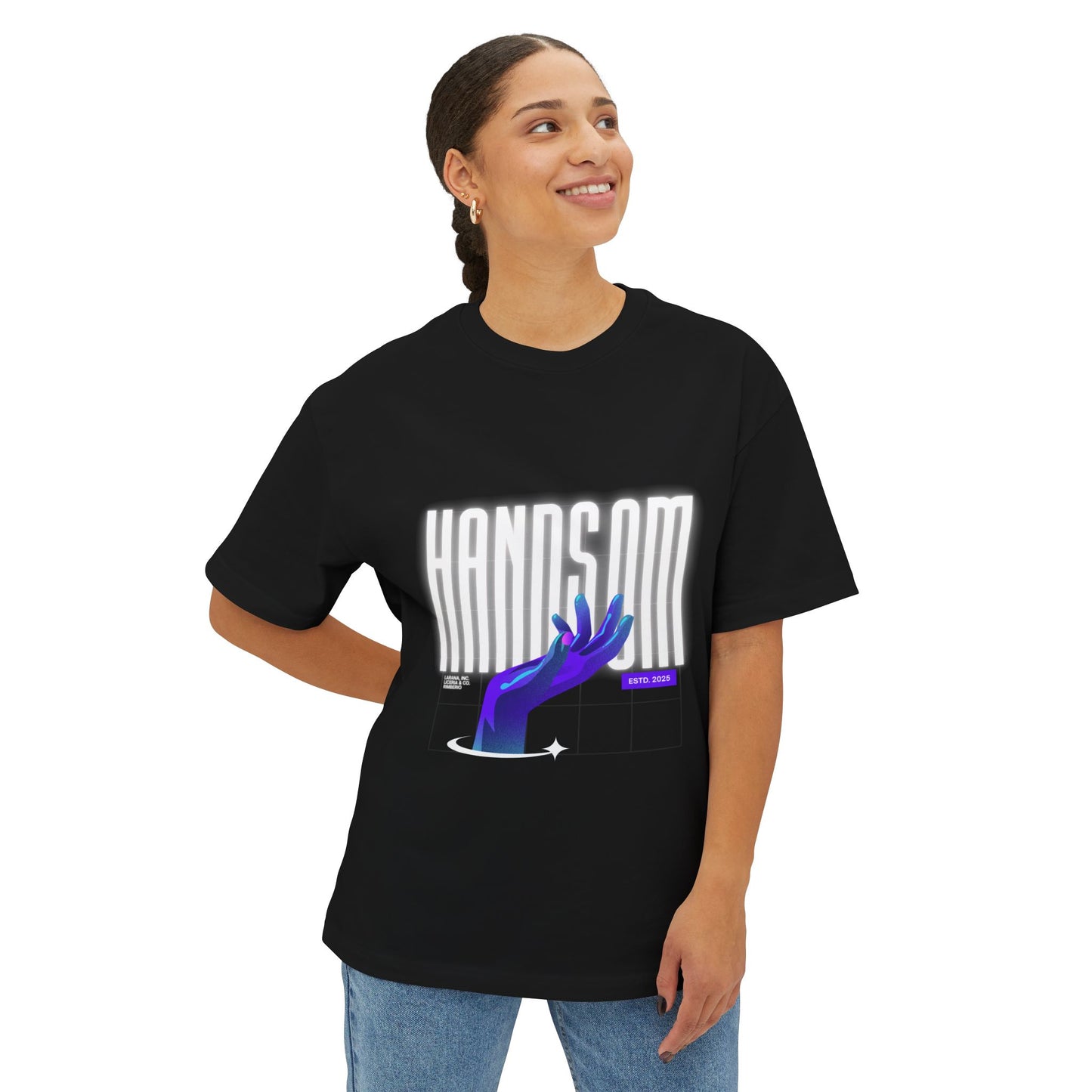 Handsom Glowing Hand Graphic Tee — Vaporwave Aesthetic Oversized Shirt