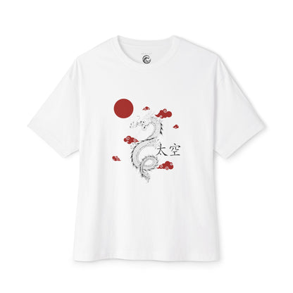 Dragon Graphic Tee — Japanese Red Sun & Clouds Oversized T-Shirt