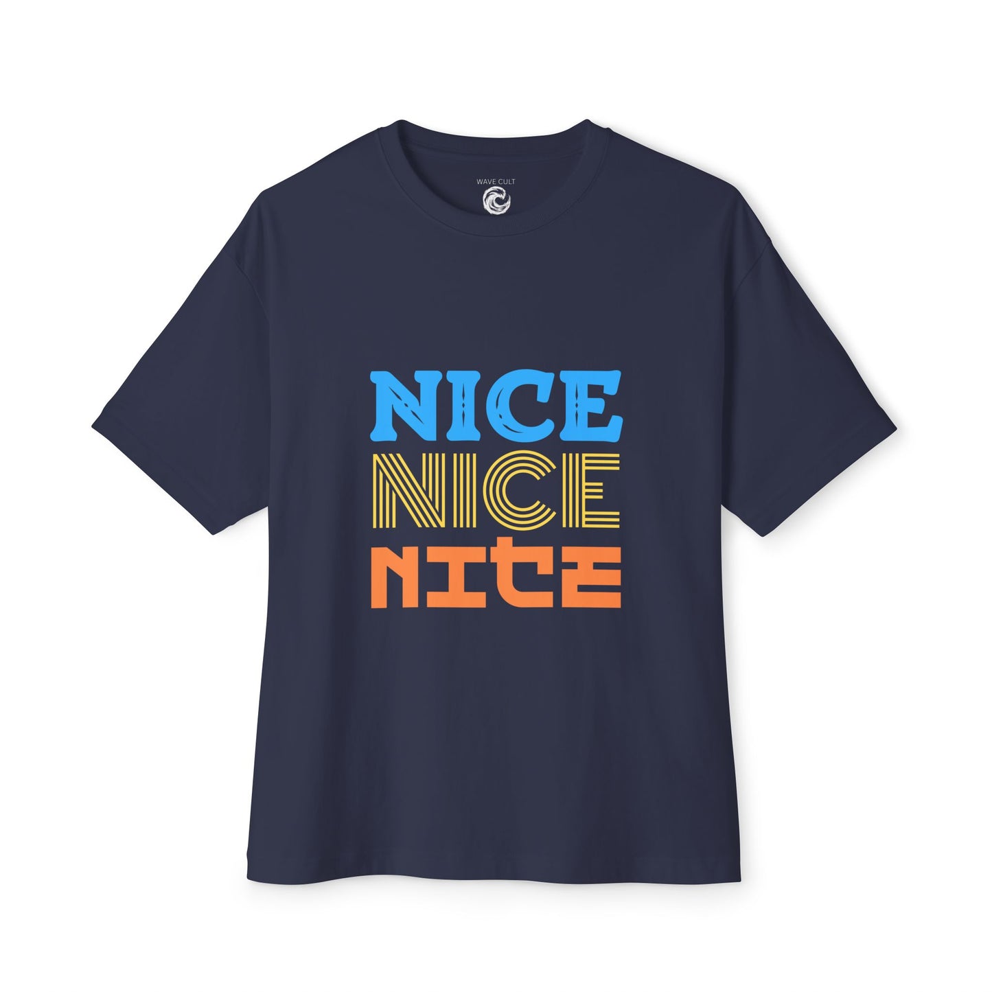 Nice Nice Nice Boxy Tee — Retro Colorblock Graphic T‑Shirt