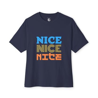 Nice Nice Nice Boxy Tee — Retro Colorblock Graphic T‑Shirt