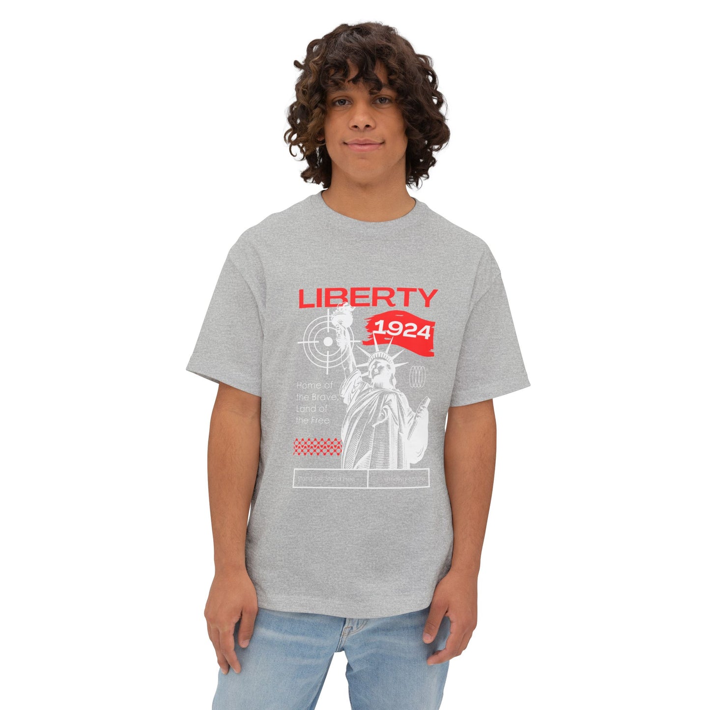 Liberty 1924 Graphic Tee - Vintage Flag Boxy T-Shirt