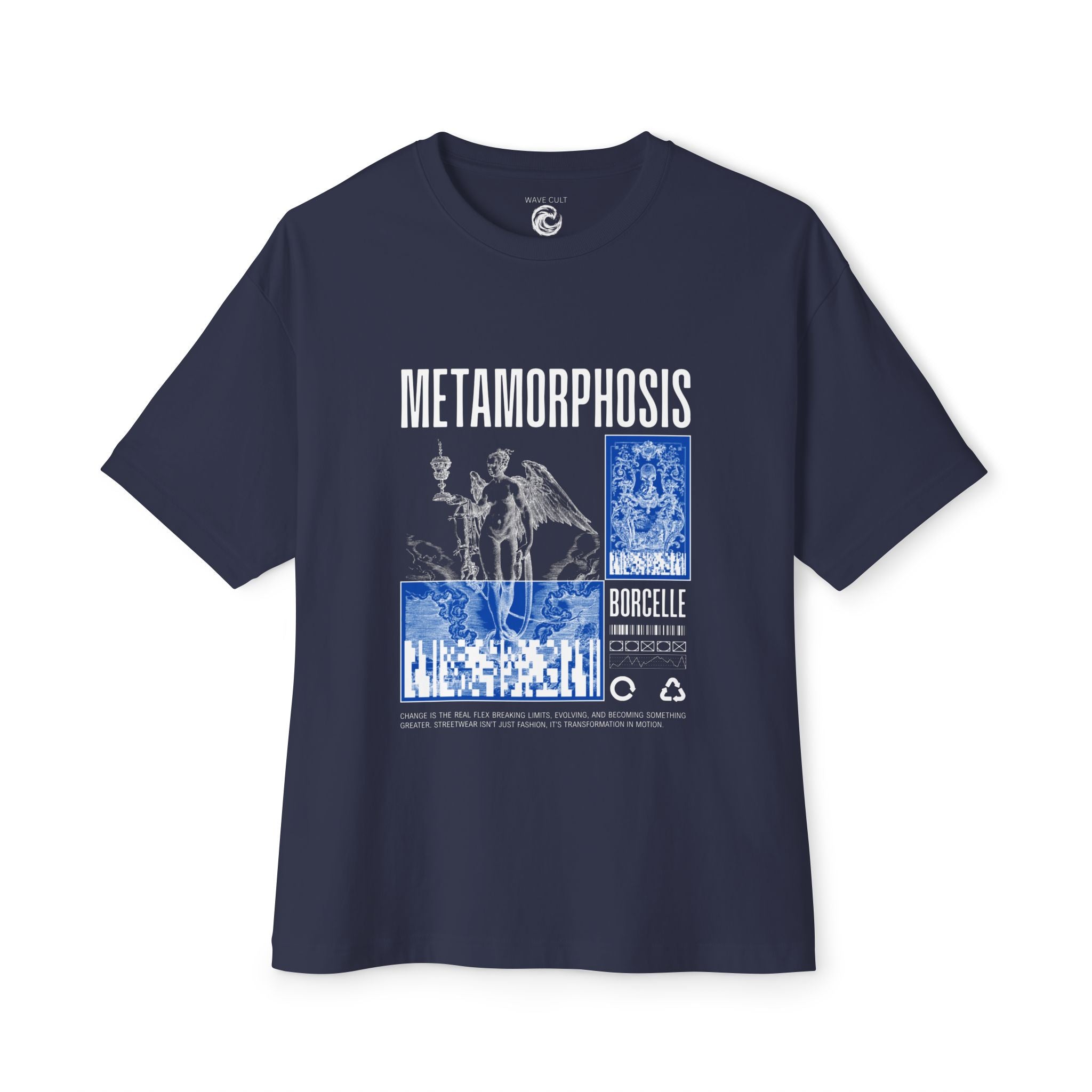 Oversize Tshirt — Gothic Art & Blue Collage T‑Shirt