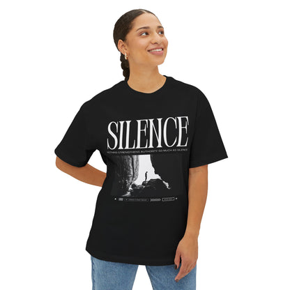 Silence Tee — Minimalist Black Graphic T-Shirt with 'SILENCE' Typography