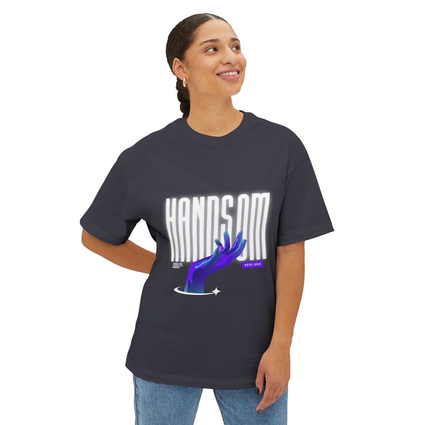 Handsom Glowing Hand Graphic Tee — Vaporwave Aesthetic Oversized Shirt