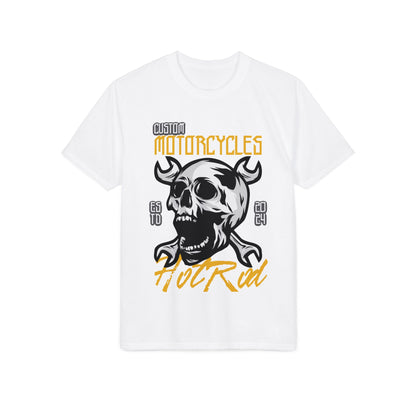 Motorcycles Hot Rod Skull T-Shirt — Biker Skull Wrench Graphic Tee