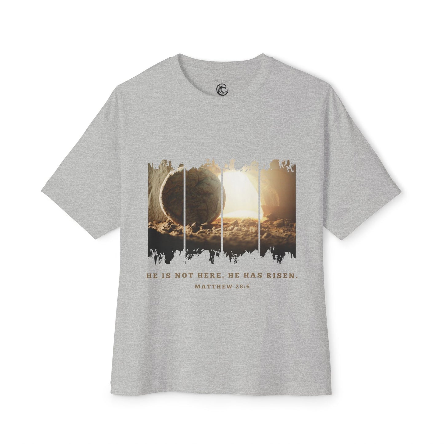 He Is Risen Oversized Tee — Easter Christian Resurrection Shirt